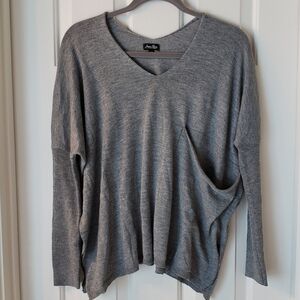 Gray V-Neck Women's Sweater